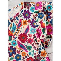Rosa Clothing Women's Western Vintage Floral Ruffle Sleeve Top in multi - women's blouse - detail view