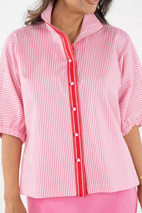 Emily McCarthy Bonny Top in pink carnation stripe - women's shirt - view 5
