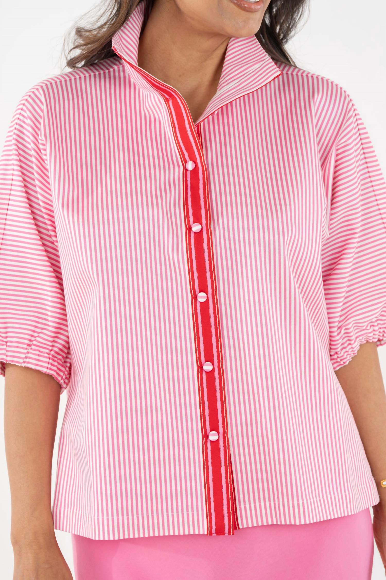 Emily McCarthy Bonny Top in pink carnation stripe - women's shirt - view 5