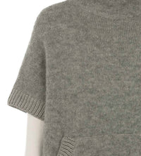 LE TRICOT PERUGIA Lupetto Mock Neck Sweater in grigio silver - women's sweater - detail view
