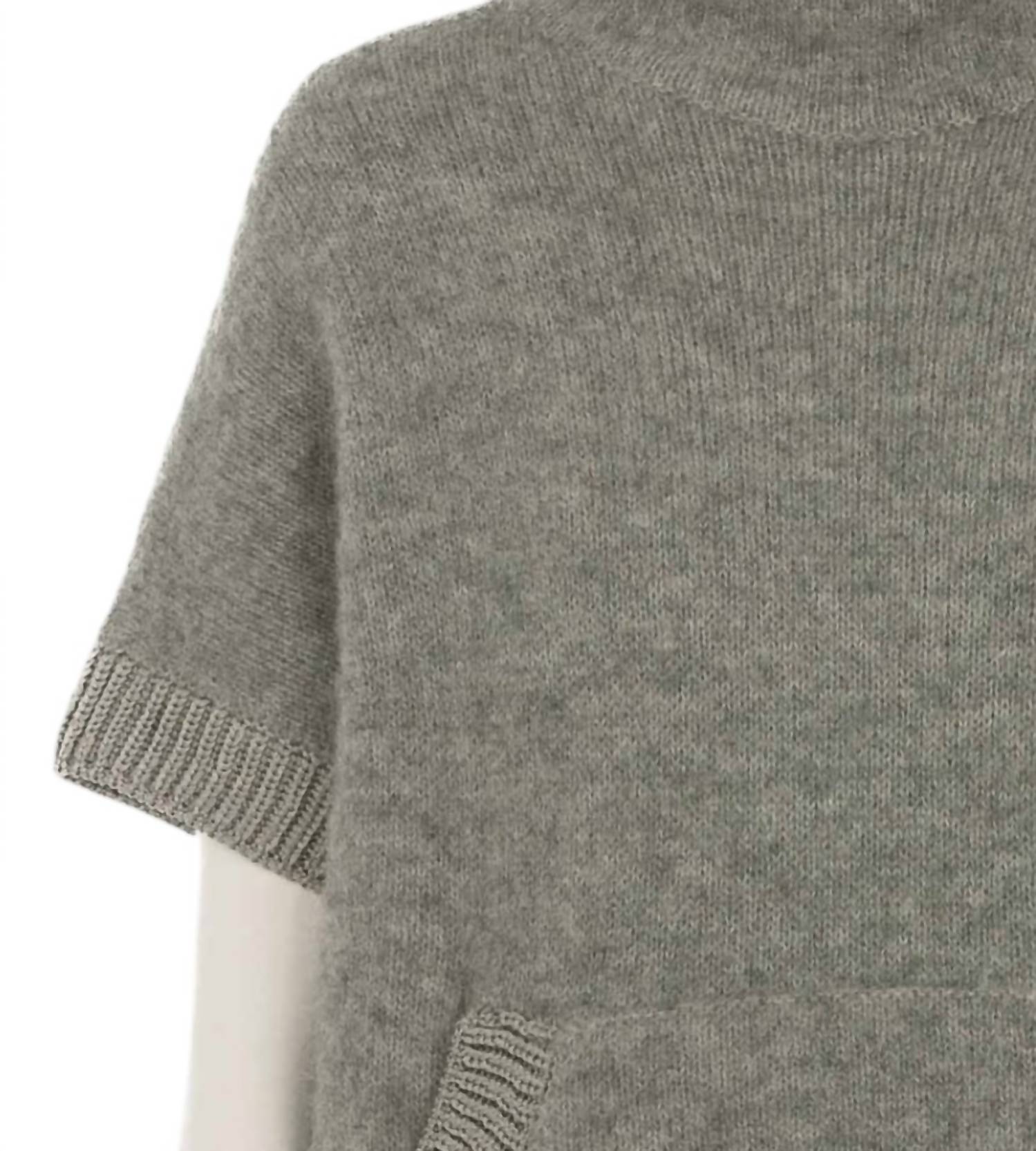 LE TRICOT PERUGIA Lupetto Mock Neck Sweater in grigio silver - women's sweater - detail view