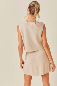 Day + Moon - V-neck Cropped Top And Mini Skirt Set