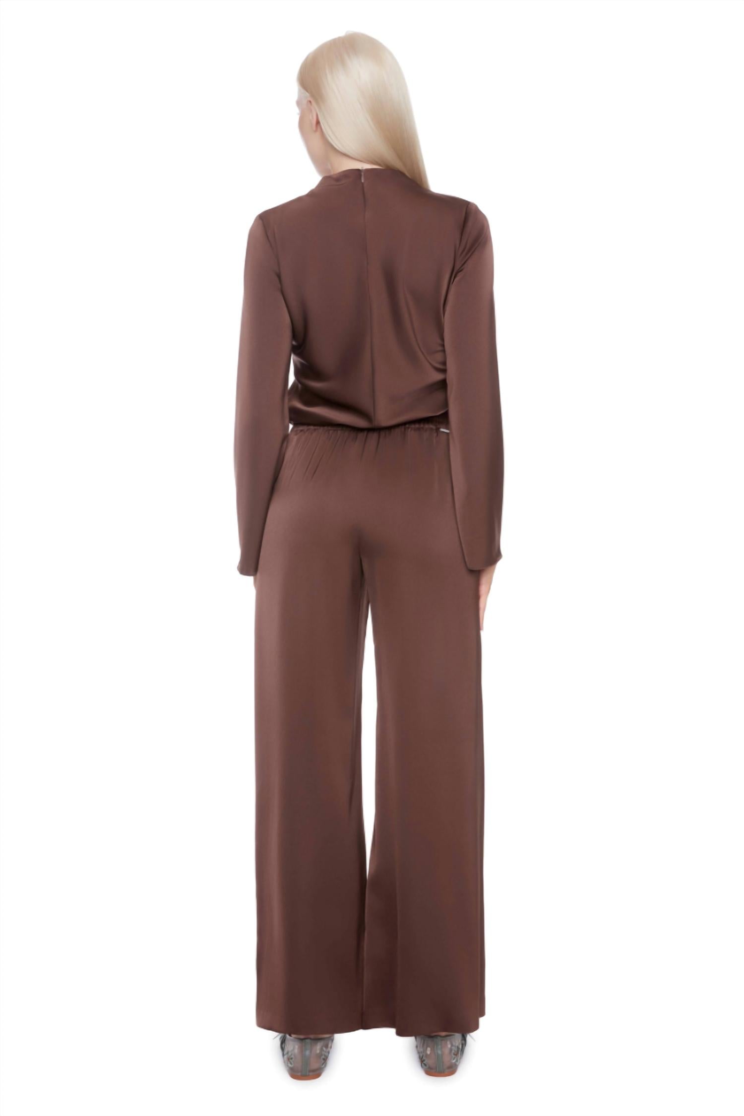 I Love Tyler Madison - Fiona Solid Satin Wide-leg Full-length Pant