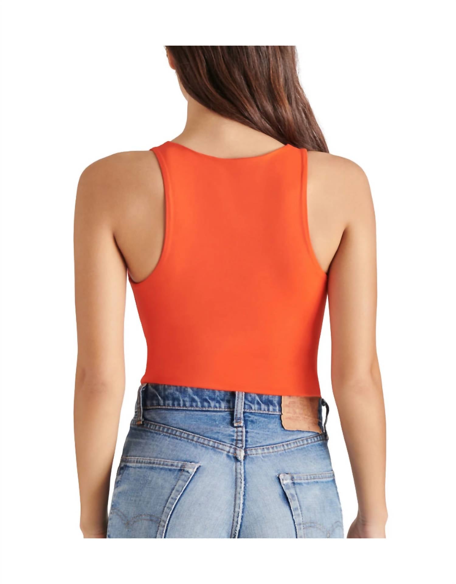 STEVE MADDEN Lyra Bodysuit in scarlet red - women's tank top - detail view