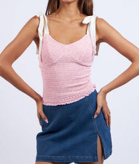 Sky To Moon - Women's Floral Smocked Tie Back Tank Top
