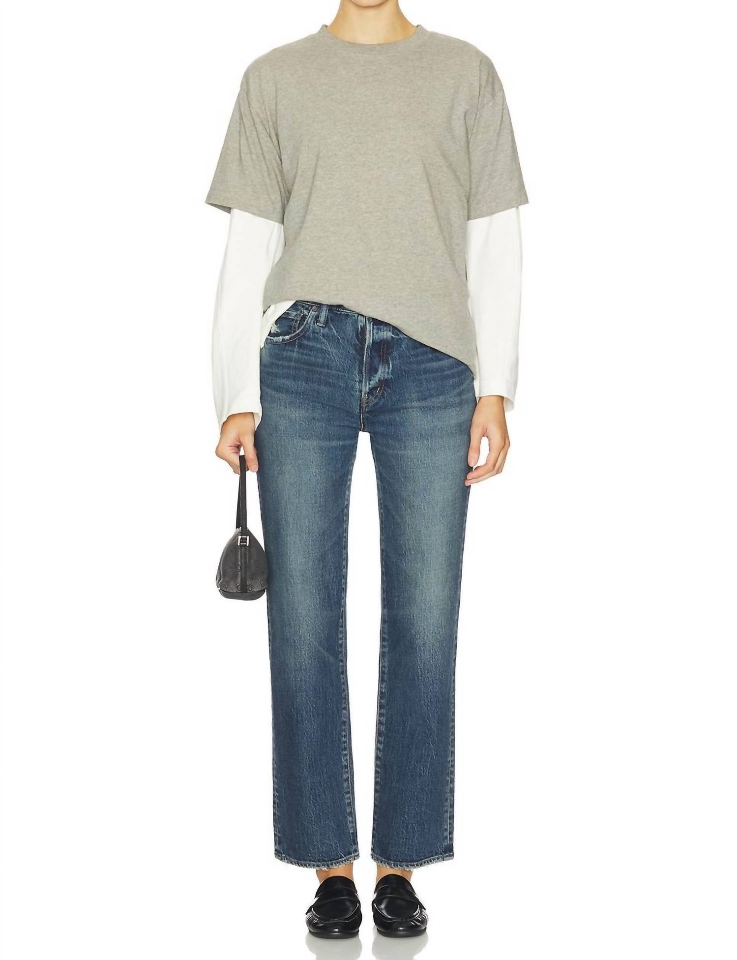 Moussy Wiley Straight Leg Jeans in blue - women's jeans - view 4