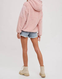 BluIvy Contrast Hoodie in dusty pink - women's top - alternate view