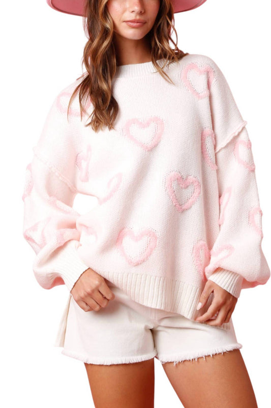 Peach Love - Puff Hearts Sweater