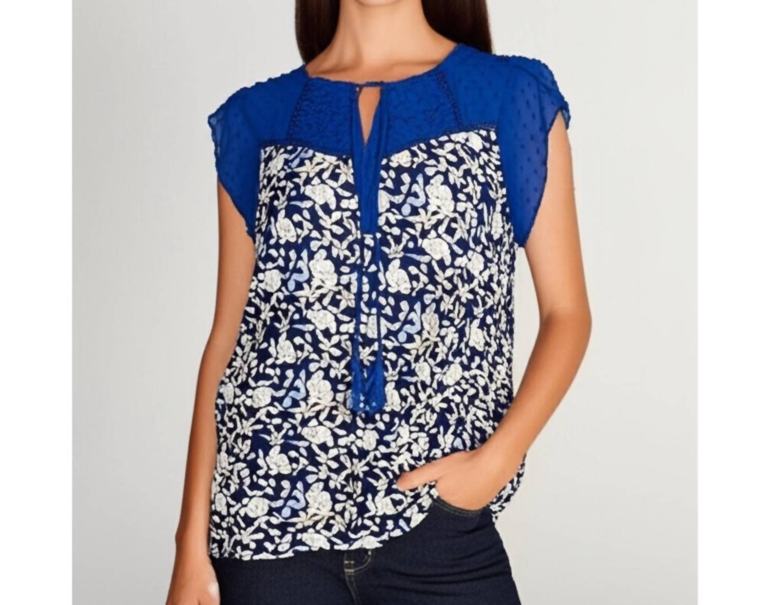 Daniel Rainn - Cottage Floral Short Sleeve Blouse