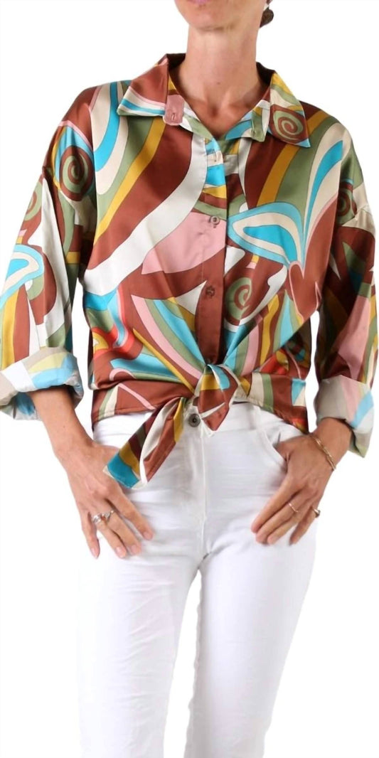 Gigi Moda - Disco Tecca Satin Button Down Shirt