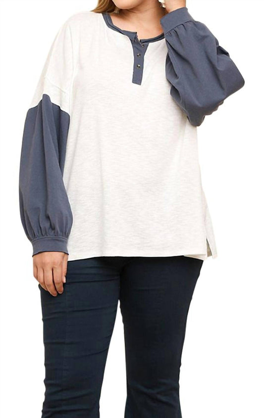 Umgee - Henley Color Block Top