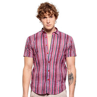Eight X - Feelings Striped Linen Short Sleeve Shirt
