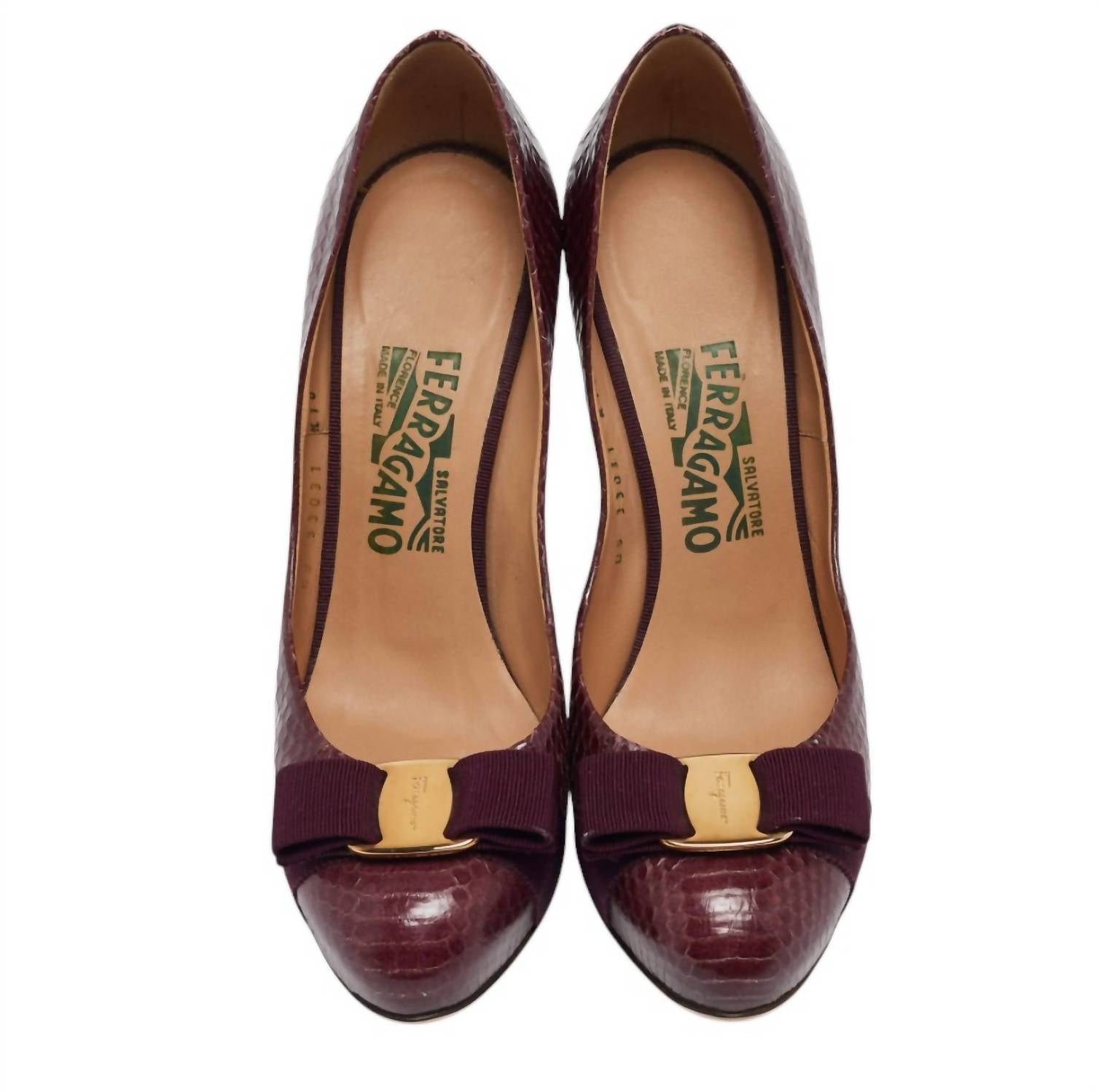 Salvatore Ferragamo - Women's Water Snake Pimpa Vara Bow Pumps