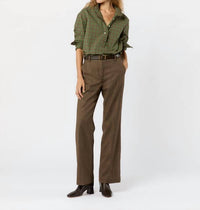 Ann Mashburn Frill Shirt in green red plaid poplin - women's shirt - alternate view