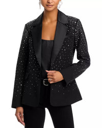 Aqua x Salvatore Rizza Crystal Blazer in black white - women's jacket