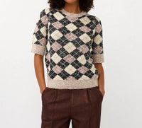 Esqualo - Ylvi Short Sleeve Argyle Sweater