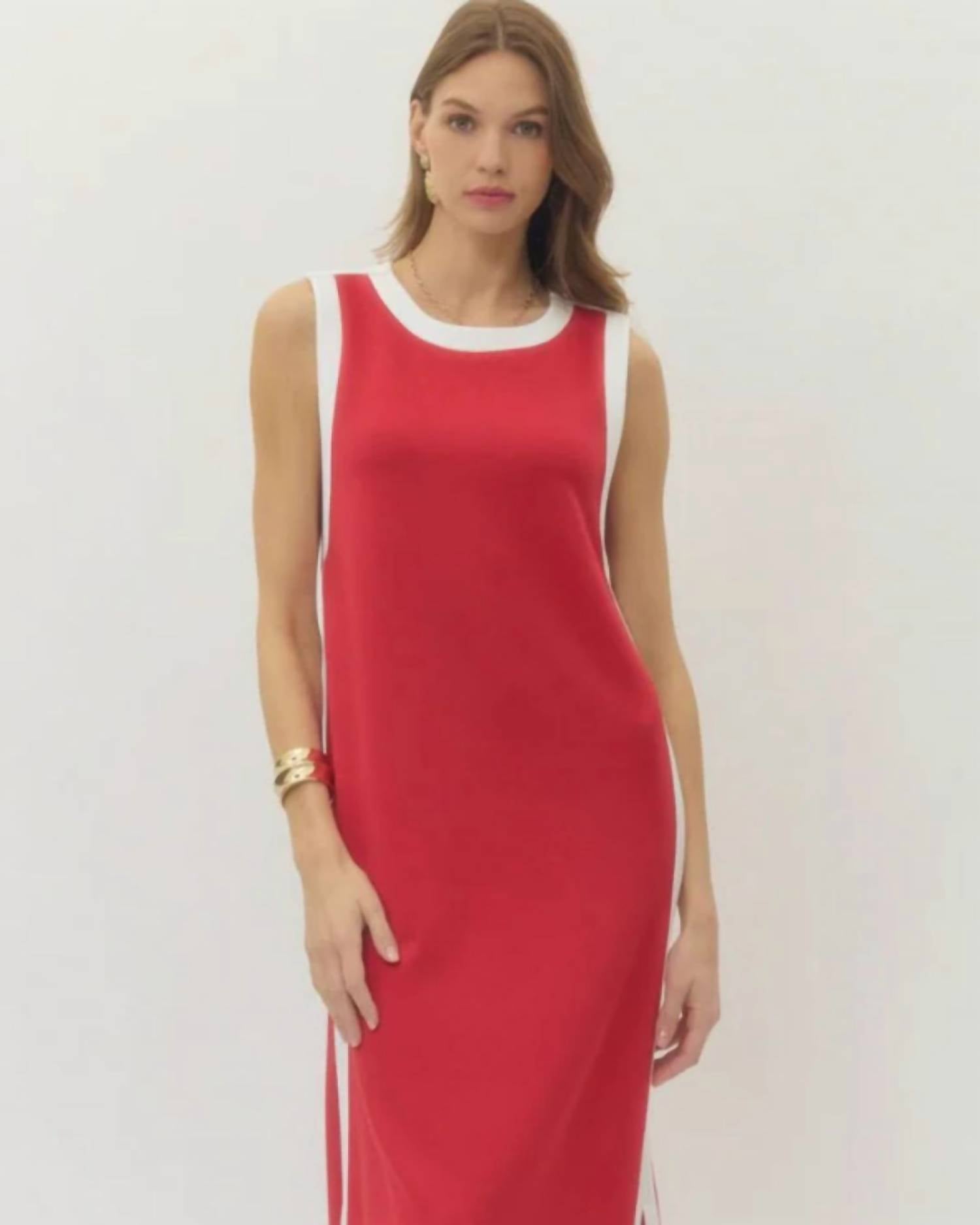 entro Freedom Midi Dress in red - women's dress - alternate view