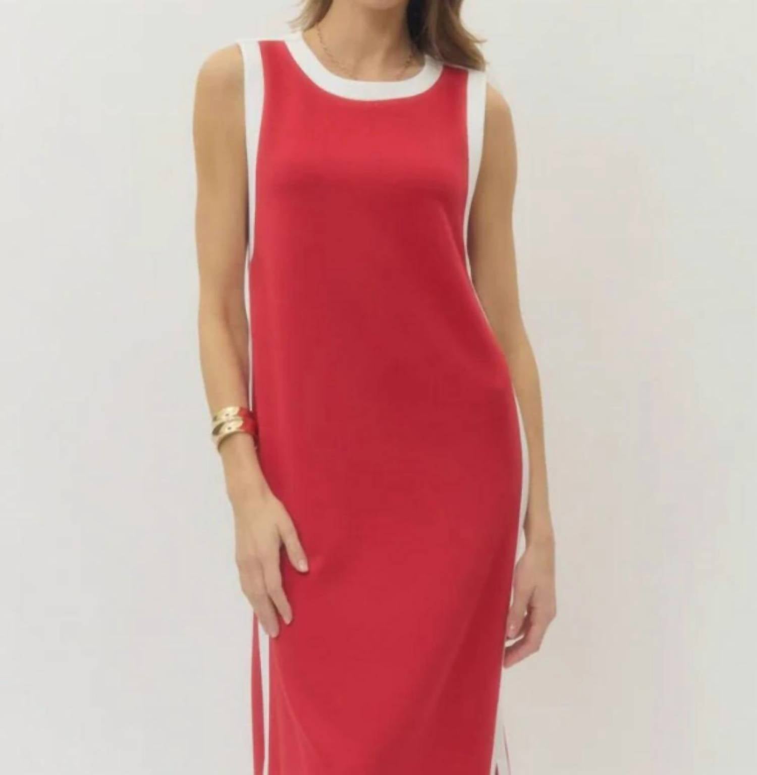 entro Freedom Midi Dress in red - women's dress - detail view