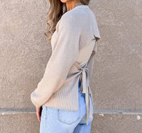 So Me - Long Sleeve Ribbed Open Back Sweater