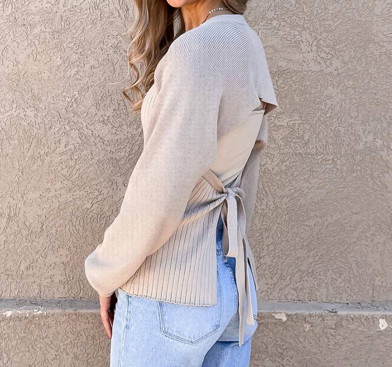 So Me - Long Sleeve Ribbed Open Back Sweater