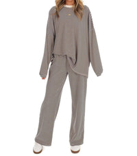 Things Between - Well Defined Stripe Fleece Oversized Top