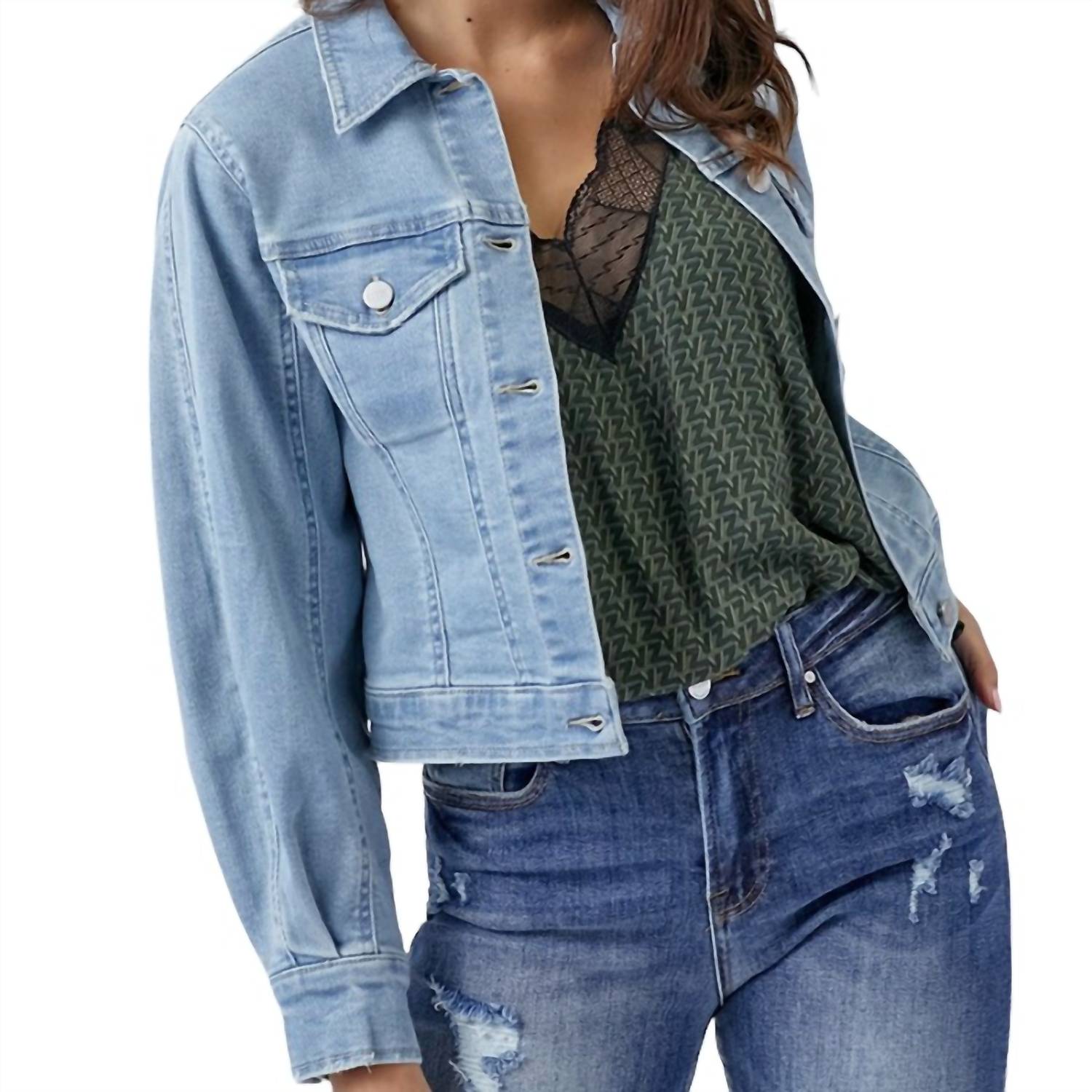 Risen - Balloon Sleeve Denim Jacket