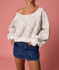 Papermoon - Nature Print Off-shoulder Long Sleeve Top