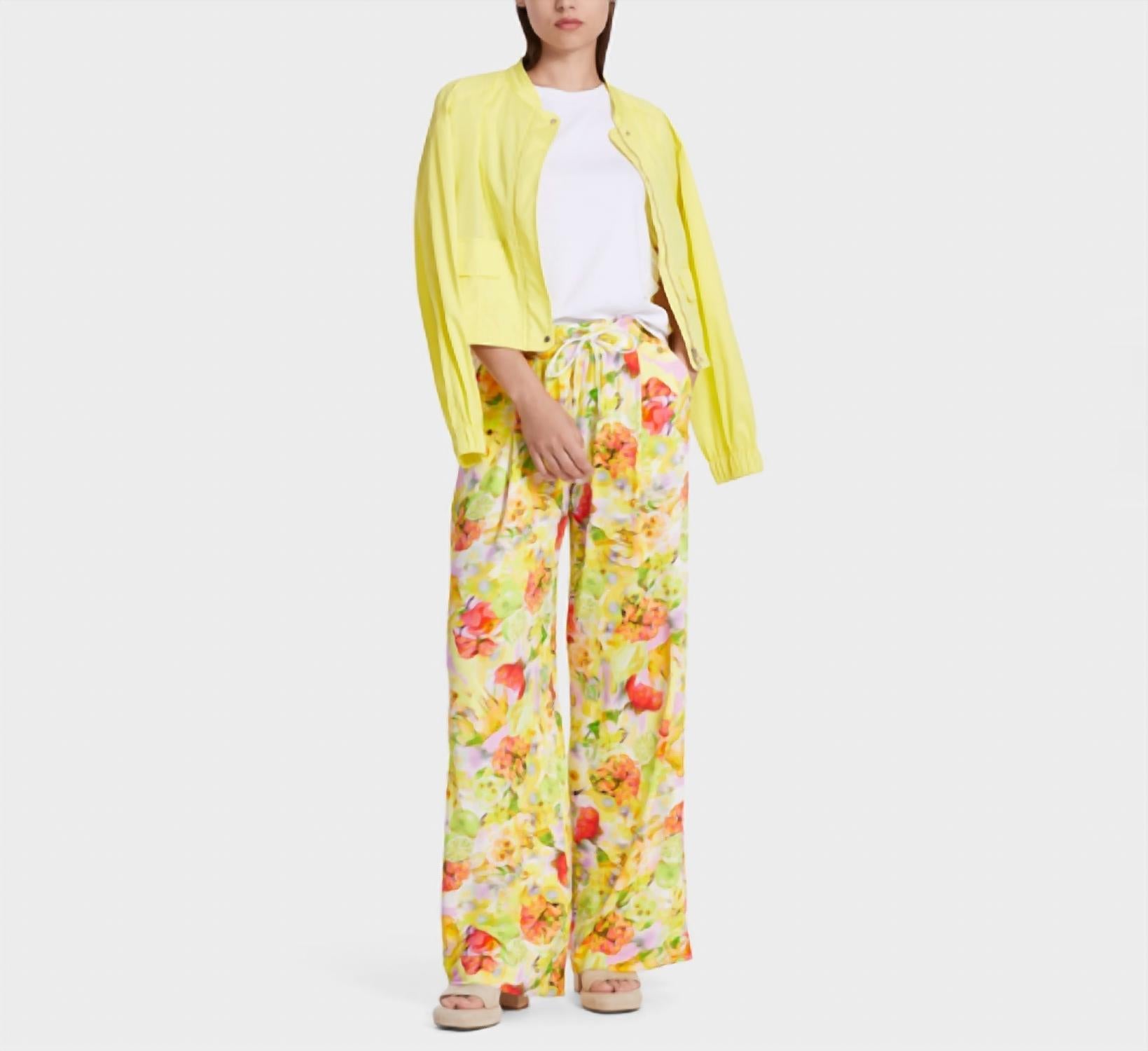 Marc Cain Wedi Floral Pants in pale lemon - women's pants