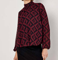 Apricot - Geo Diamond Chiffon Blouse