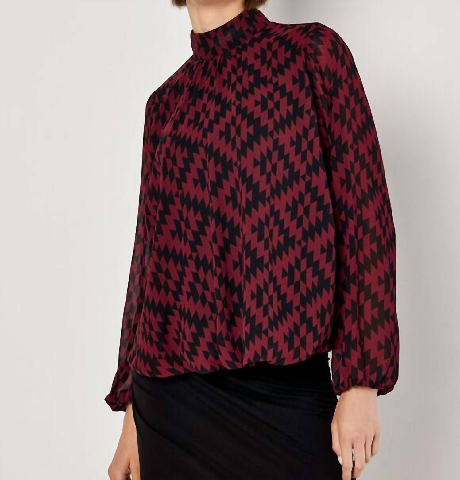 Apricot - Geo Diamond Chiffon Blouse