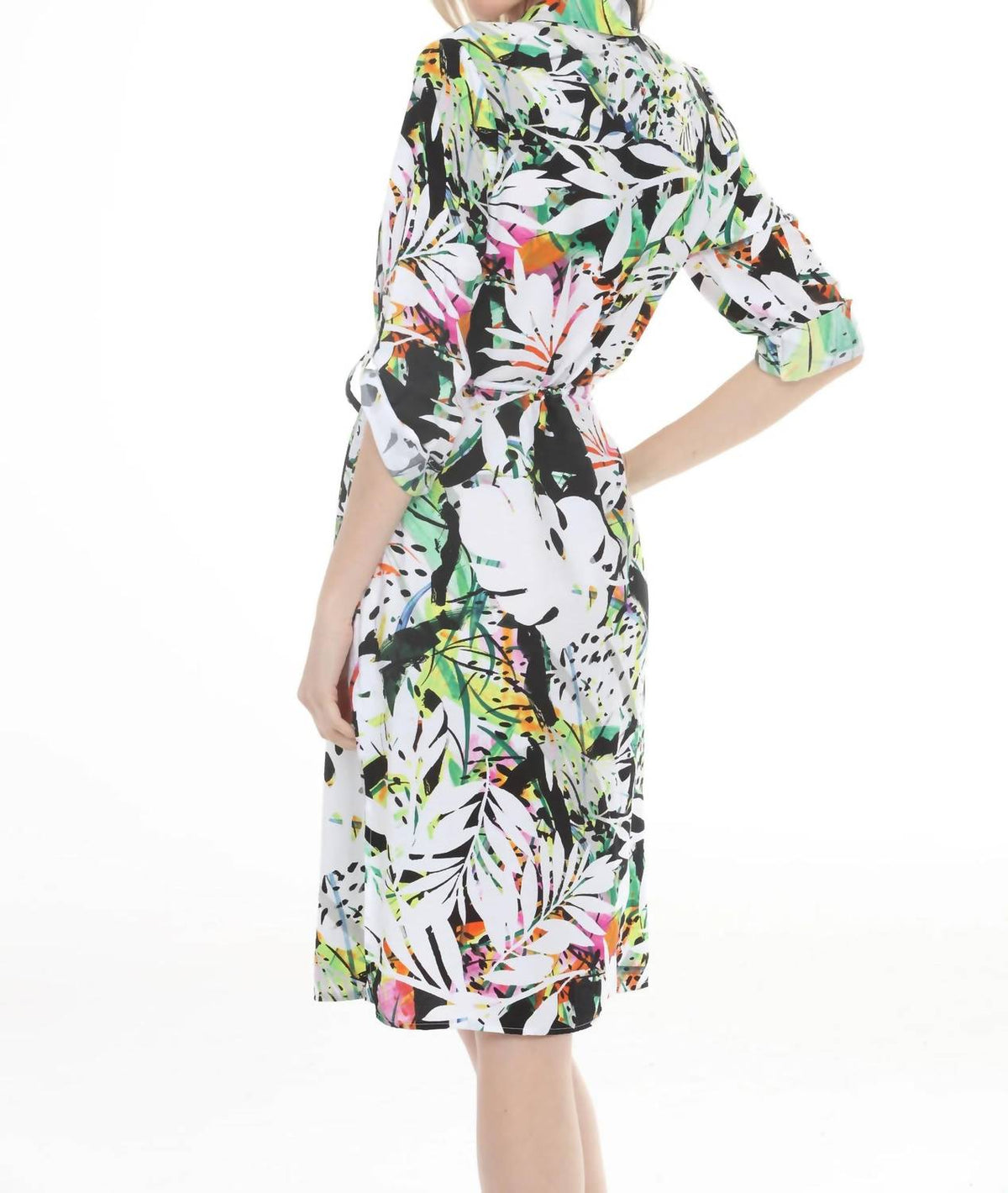 Joseph Ribkoff - Tropical Drawstring Waist Shirt Dress