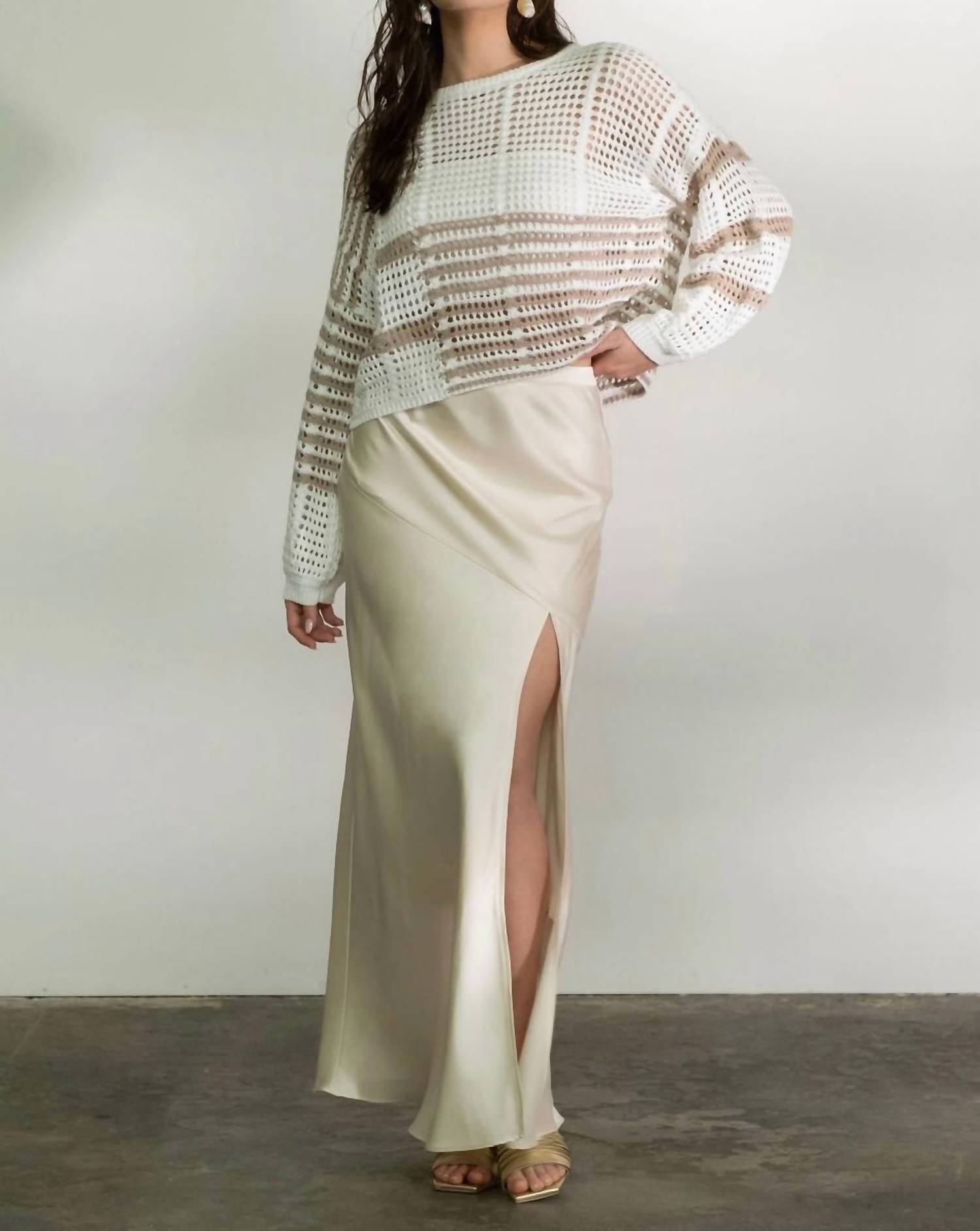 Blu Pepper - High Slit Maxi Skirt
