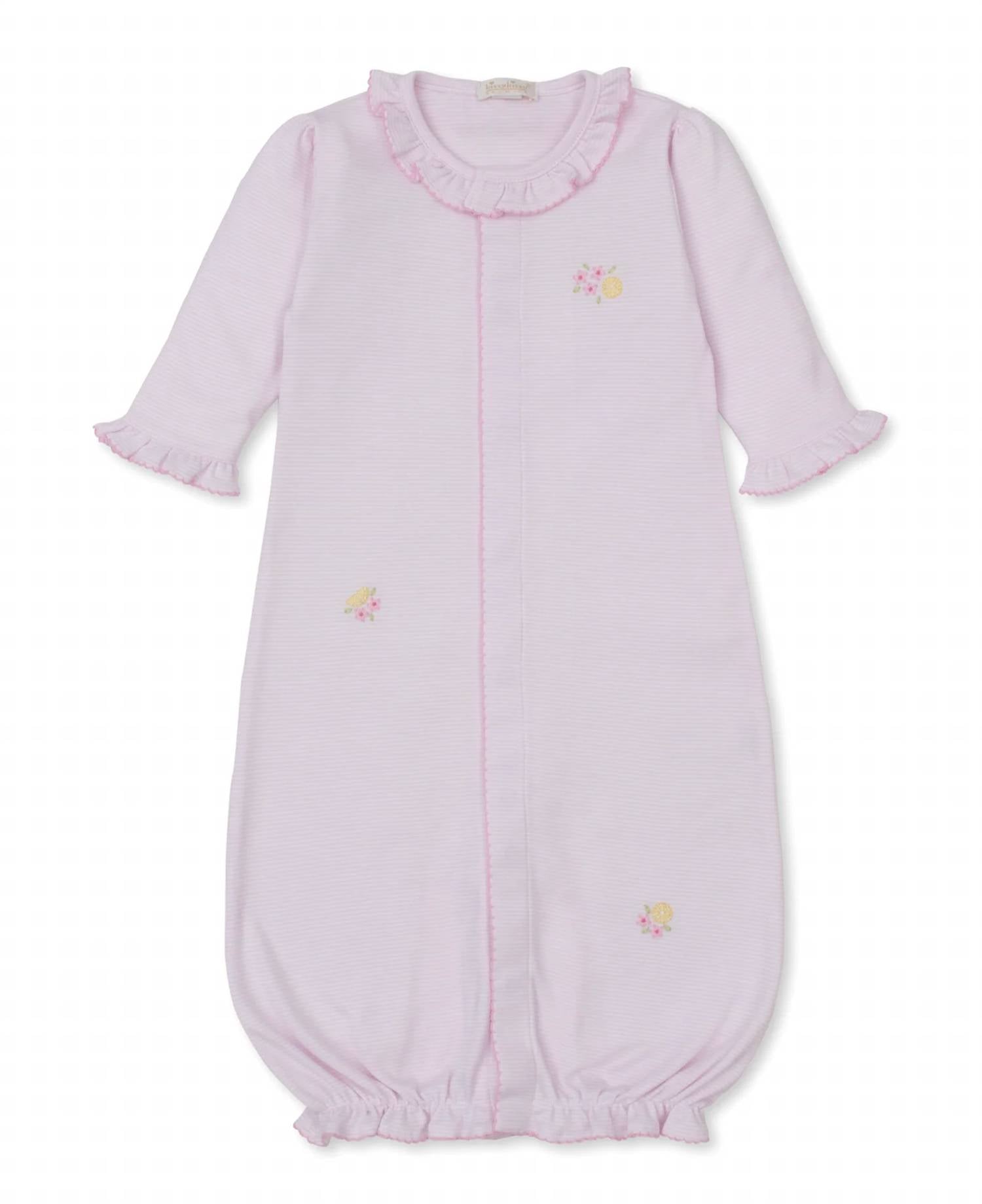 Kissy Kissy - Girl's Lemon Blossoms Hand Embroidered Stripe Convertible Gown