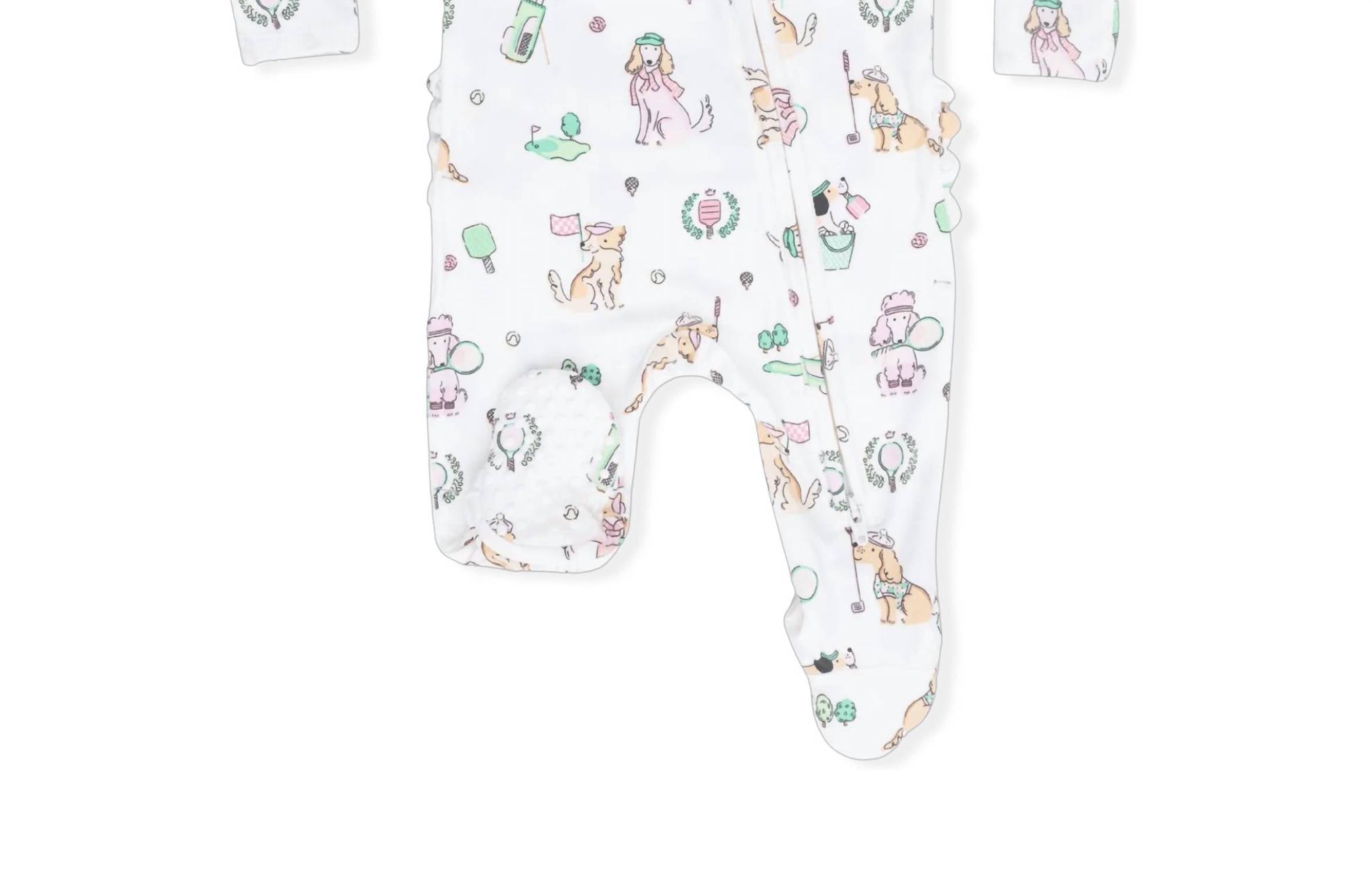 Angel Dear - Kids Country Club Dogs Ruffle Back Zipper Footie