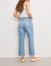 GOOD AMERICAN Good 90s Crop Relaxed Jeans in indigo 964 - women's jeans - detail view