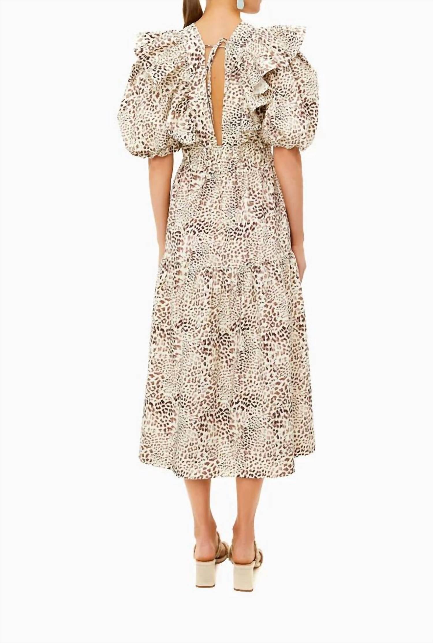 Sea - Calla Cheetah Puff Sleeve Neck Dress