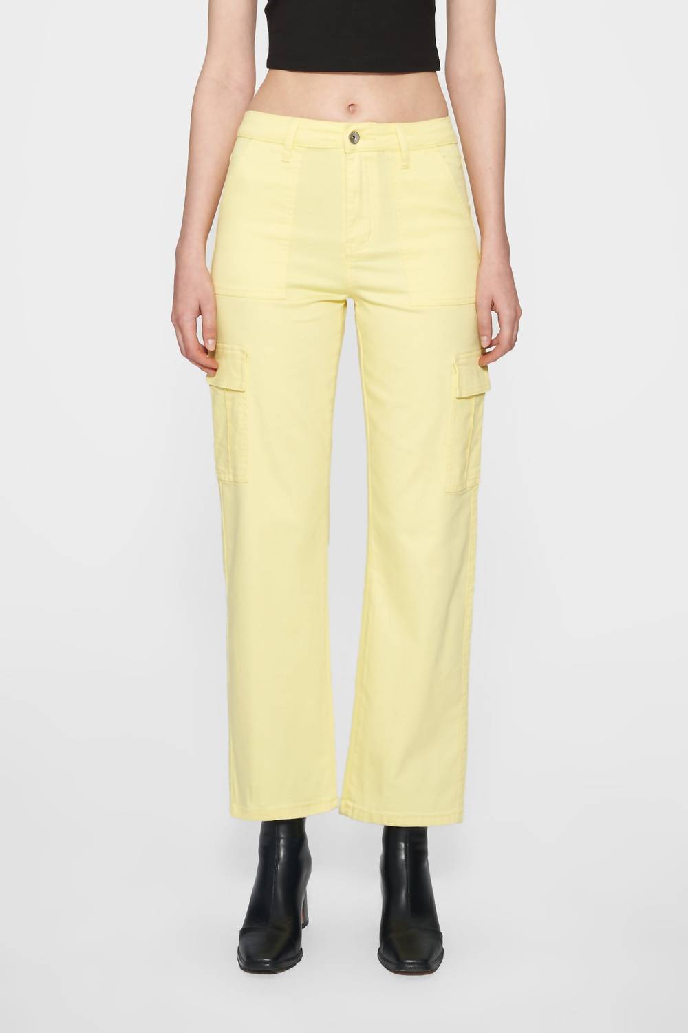 Bayeas Angel High Rise Cargo Straight Pants in light yellow - women's pants