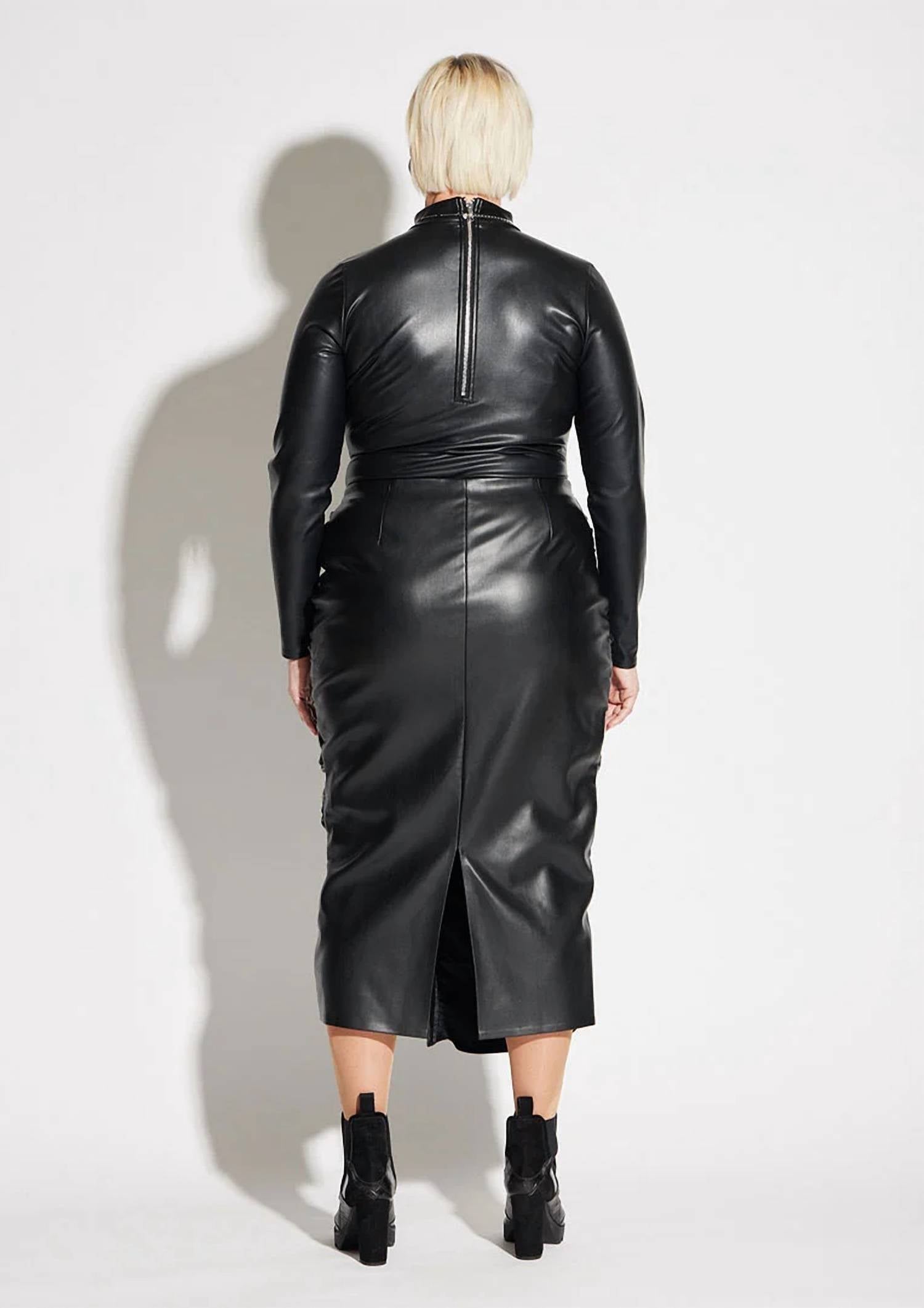 Circular Path - Vegan Leather Ruched Skirt