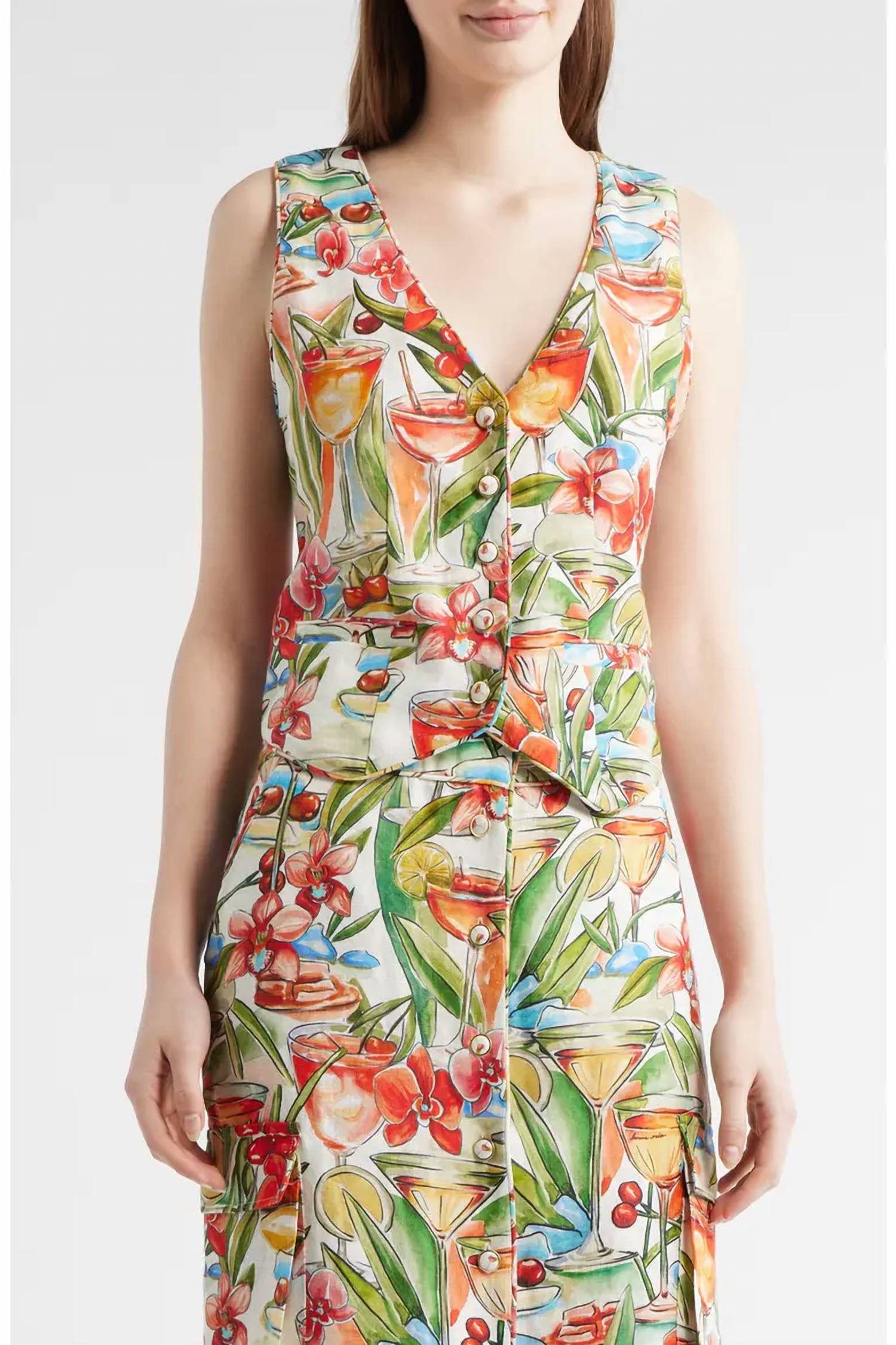 Farm Rio - Cocktail Print Linen Vest