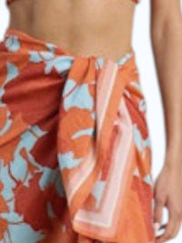TROVATA Playa Sarong in shoreline poppy - women's swimwear - detail view