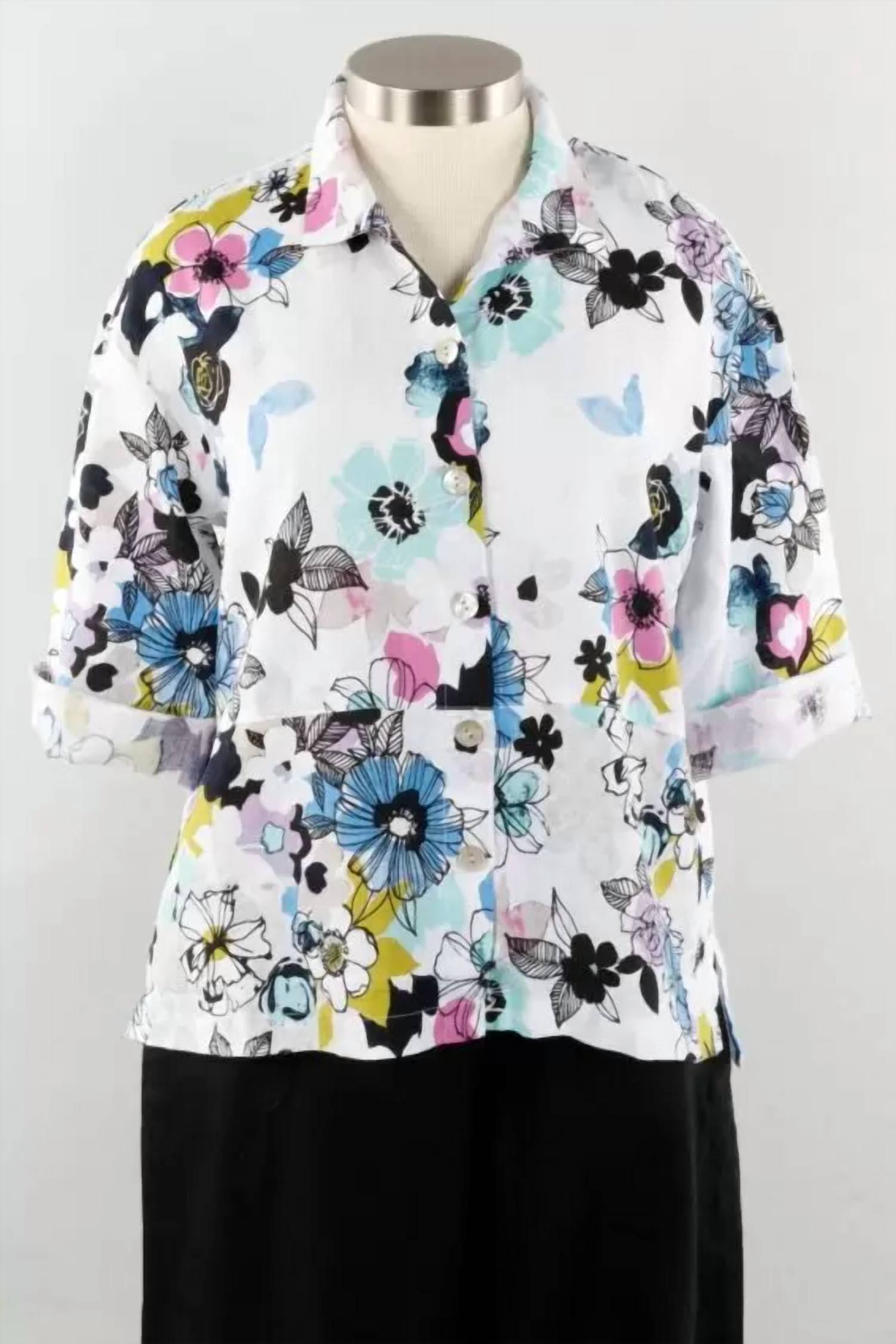 Liv By Habitat - French Floral Button Front Linen Top