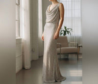 Eliza J Elegant Sequin Evening Gown in silver - women's dress