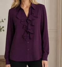 Calvin Klein - Ruffle Front Long Sleeve Blouse