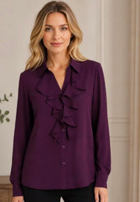 Calvin Klein - Ruffle Front Long Sleeve Blouse