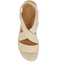 L'amour Des Pieds Women's Aizling Platform Wedge Slip On Sandals in natural linen - women's sandal - detail view