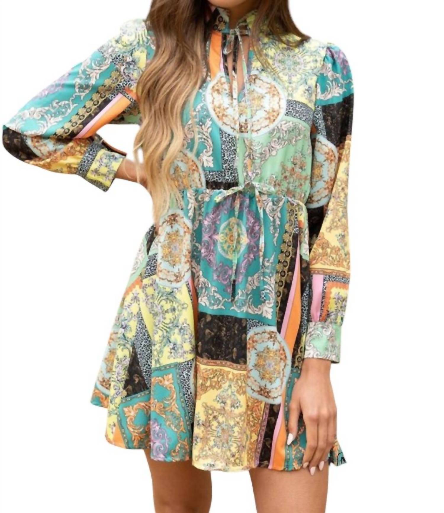 Venti6 - Ilaria High Neck Empire Waist Dress