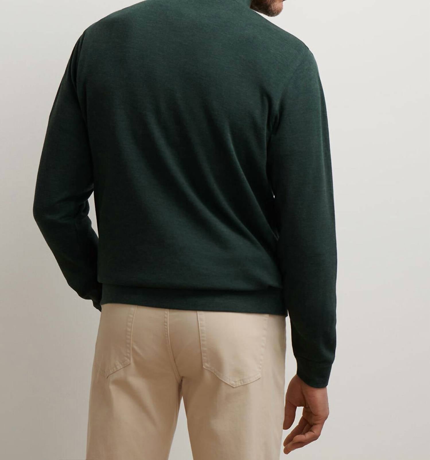 PETER MILLAR Crown Comfort Pullover in deep verdant - men's sweater - detail view