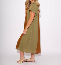 Thml - Color Block Stripes With Tie Midi Dress