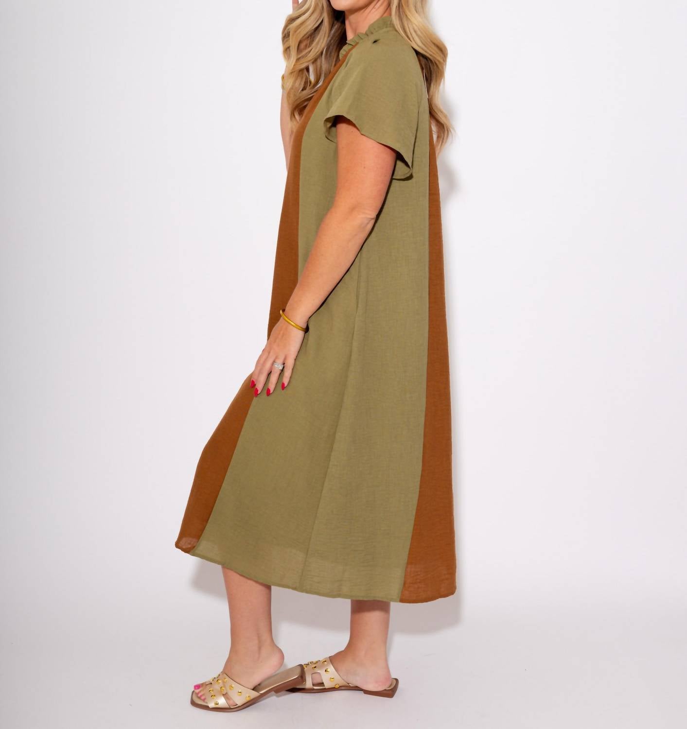 Thml - Color Block Stripes With Tie Midi Dress