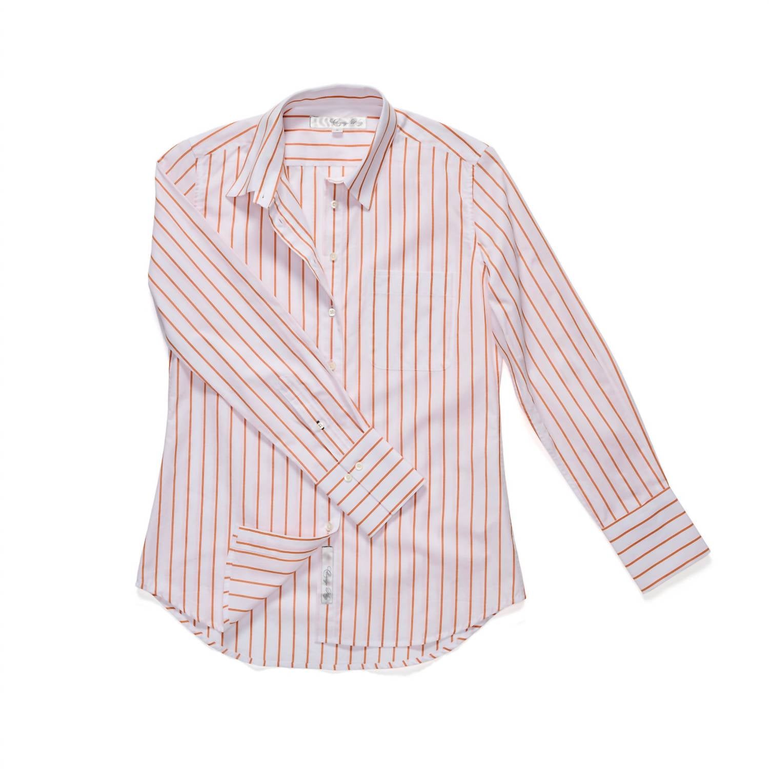 Claridge + King Ivy Button Down Shirt in tangerine striped - women's shirt - view 4